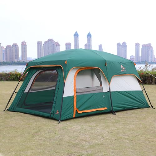 Extra Large Family Cabin Tent 2 Rooms 3 Doors 3 Windows Waterproof for Camping H460