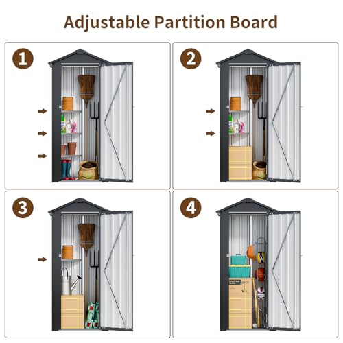 Resin Outdoor Storage Shed with Floor and Window, Lockable Small Tool Shed for Garden Patio Backyard, Light Gray V985