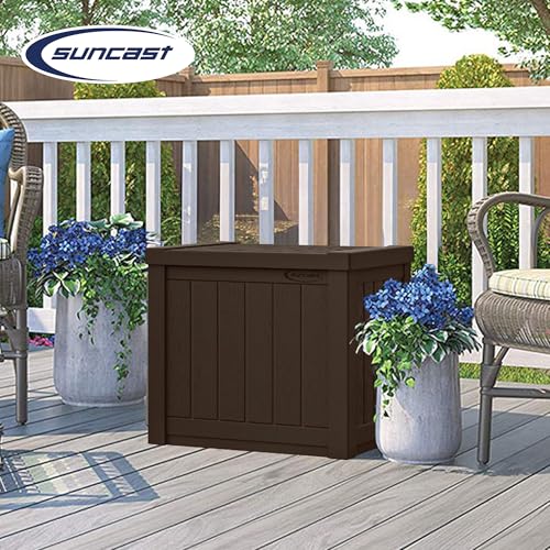 Outdoor Storage Box 22 Gallon Resin Deck Box with Flat-Lid Bench Seating B591