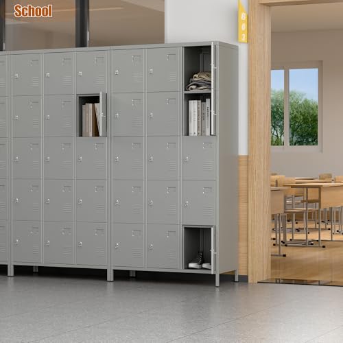 6 Door Metal Storage Locker with 18 Hooks, Black & Dark Grey K6611