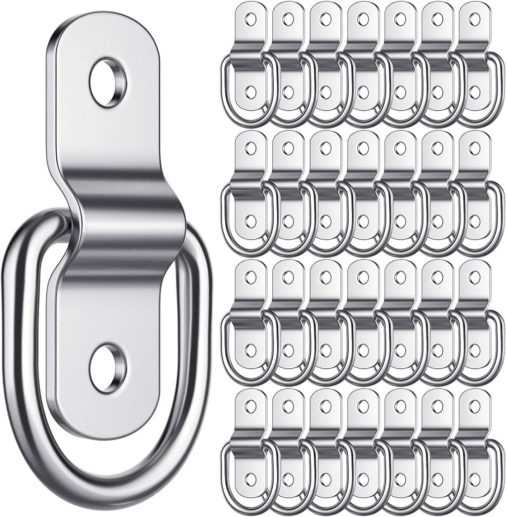 60 Pcs D Rings Tie Down Anchor 1/4 Inch Heavy Duty D Hooks for Trailer Truck Bed 700 Lbs Stainless Steel Trailer Tie Down Rings Surface Mount D Ring Trailer Tie Down Hooks for Truck Boat Motorcycle