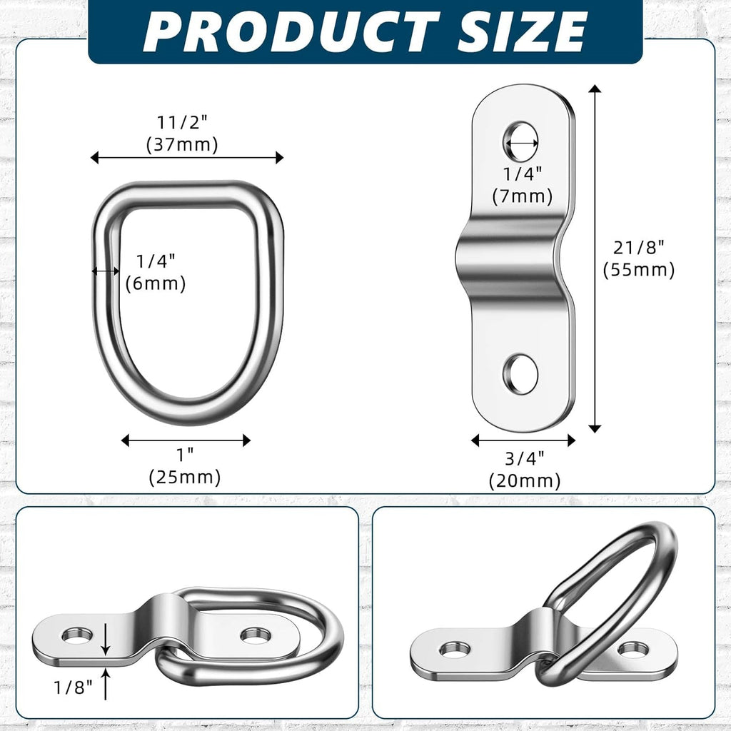 60 Pcs Heavy Duty Stainless Steel D Rings for Trailer Truck Bed F932378