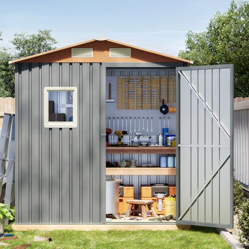 Outdoor Storage Shed with Lockable Door, Compact Metal Tool Shed for Garden O328