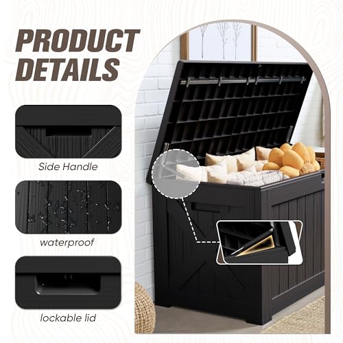31 Gallon Resin Deck Box Waterproof Indoor Outdoor Storage for Patio Cushions and Garden Tools L90121