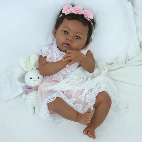 18-Inch Realistic African American Newborn Baby Doll with Soft Weighted Body Y11968