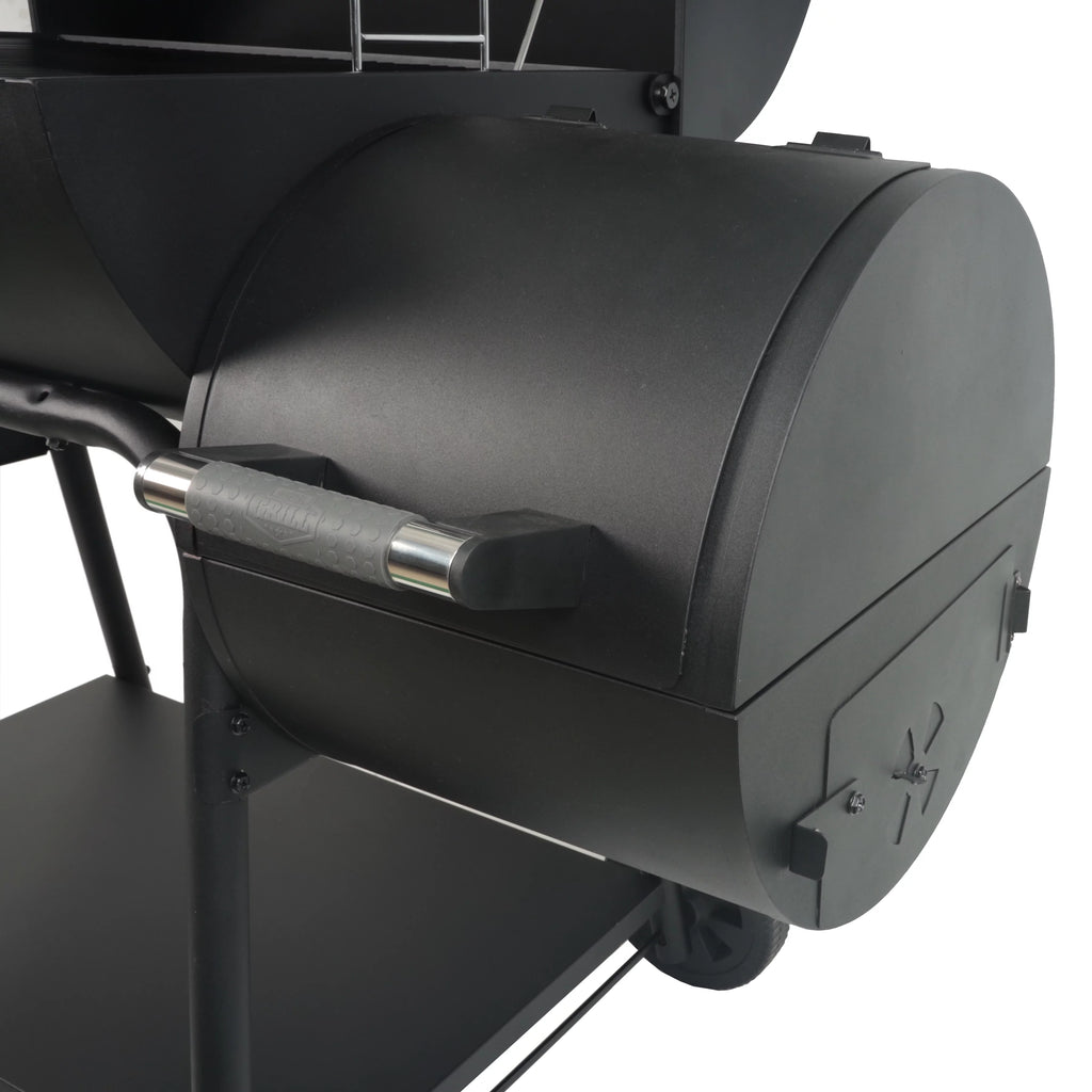 28" Offset Steel Charcoal Smoker Grill with Side Firebox B1997