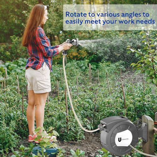 Retractable Garden Hose Reel, 1/2 in x 110 ft, Wall Mounted L696