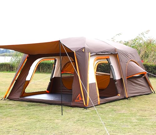 Extra Large Family Cabin Tent 2 Rooms 3 Doors 3 Windows Waterproof for Camping H460