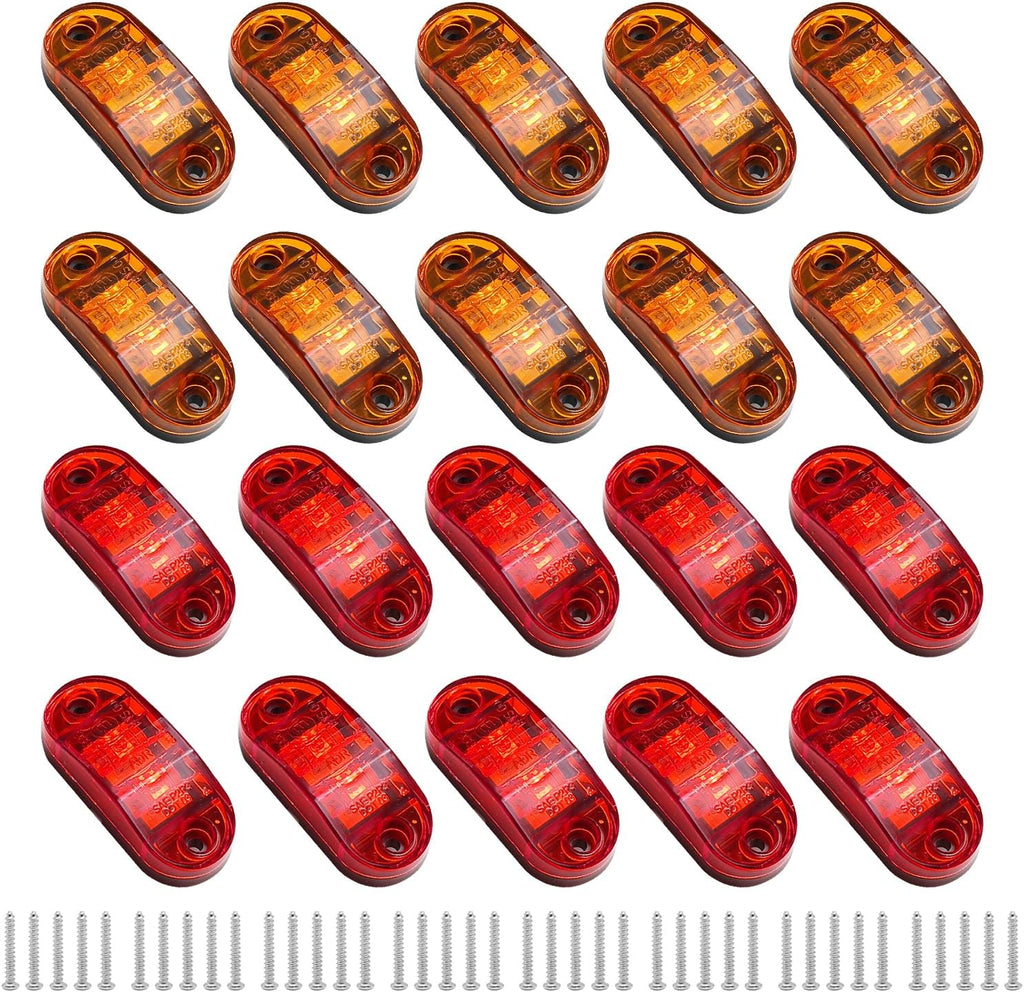 20 Pcs 2.5 Inch Oval Trailer Marker Lights LED Waterproof Running Lights J22892