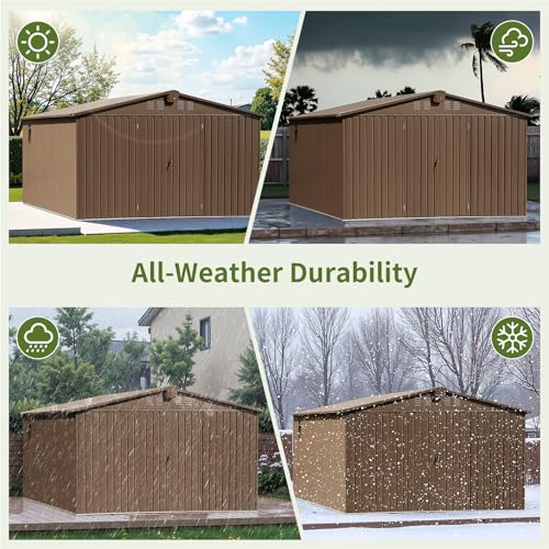 Outdoor Storage Shed with Windows and Lockable Doors Y7222