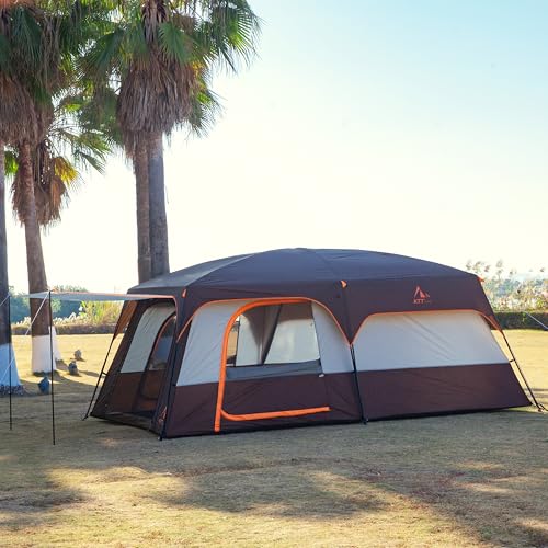 Extra Large Family Cabin Tent for Camping, 2 Rooms, 3 Doors, Waterproof E6603