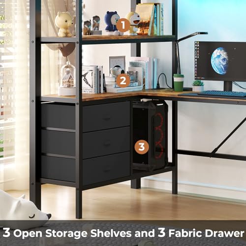 Loft Bed Full Size with L-Shaped Desk and Charging Station G796