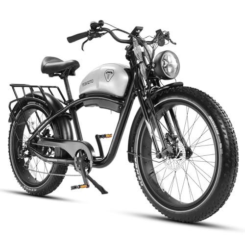 TESMOTO Electric Motorcycle Adults【1500W BAFANG Motor & Samsung 52V 20AH】, 34MPH & 75Mils Retro Style Moped Ebike,26"x4.0" Fat Tire Electric Dirt Bike,Dual Hydraulic,Full Suspension for All Terrain