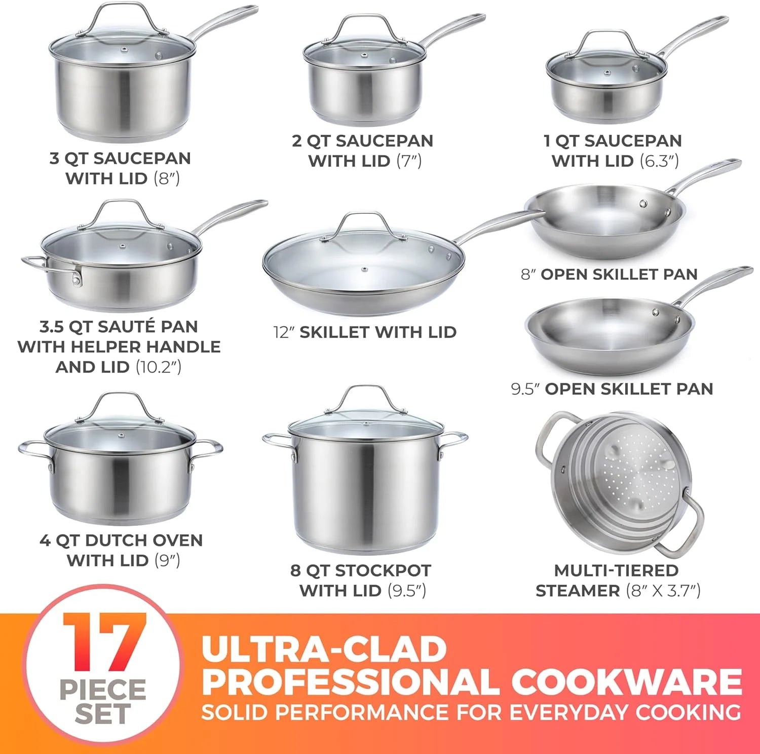 17-Piece Stainless Steel Cookware Set L818