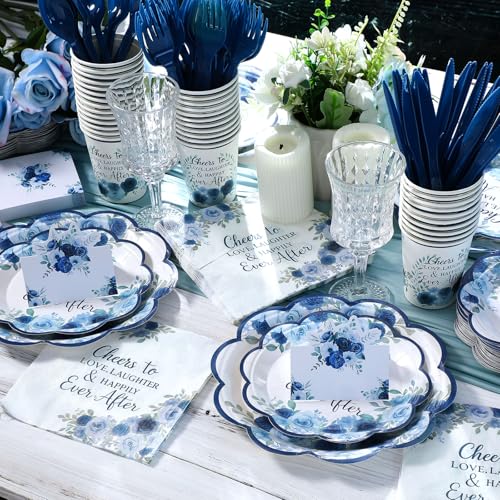 410 Pcs Terracotta Floral Paper Plates and Napkins Set for 50 Guests S1131