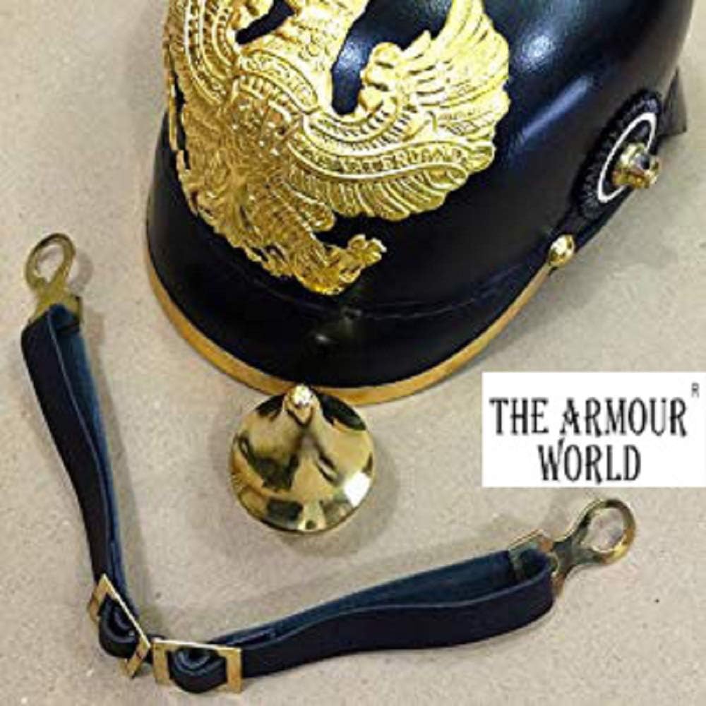 Leather Pickelhaube Helmet with Brass Spikes, Military Costume Replica J238