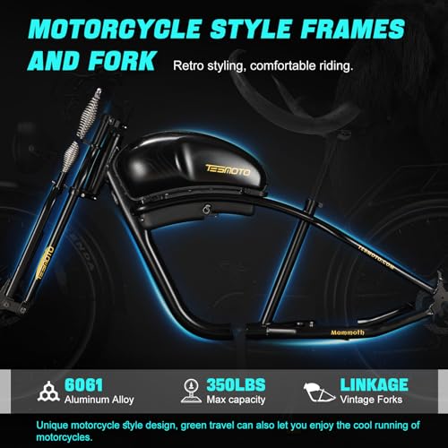 Electric Motorcycle Adults 1500W 52V 20AH 34MPH Retro Style Moped Ebike Fat Tire Full Suspension B247