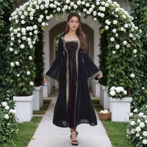 Medieval Tea Party Dress with Bubble Sleeves and Belt J695606