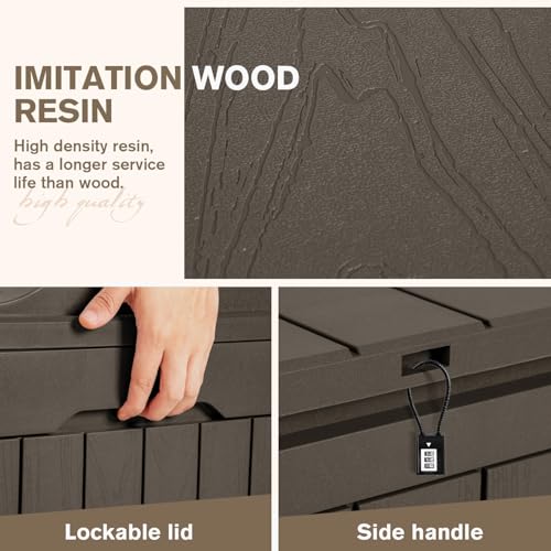 31 Gallon Resin Deck Box Waterproof Indoor Outdoor Storage for Patio Cushions and Garden Tools L90121