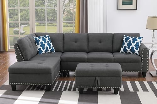 4-in-1 Convertible L Shaped Couch with Pull Out Bed and Storage Z983