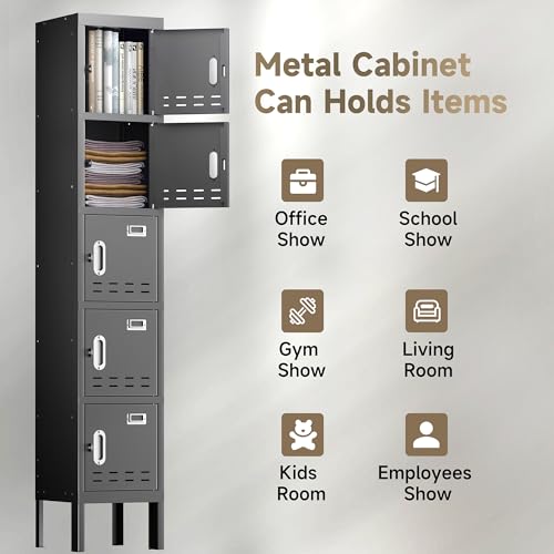 Metal Storage Cabinet, 5 Doors, Blue W429