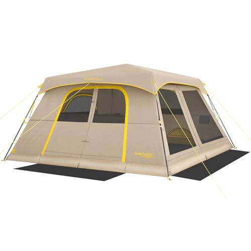 FanttikOutdoor Zeta C8 Air/C10 Air Camping Tent, Lightweight 10 Person Instant Cabin Tent Setup in 60s, 20% Lighter, Ultralight with Carry Bag for Family Camping & Hiking, Upgraded Ventilation