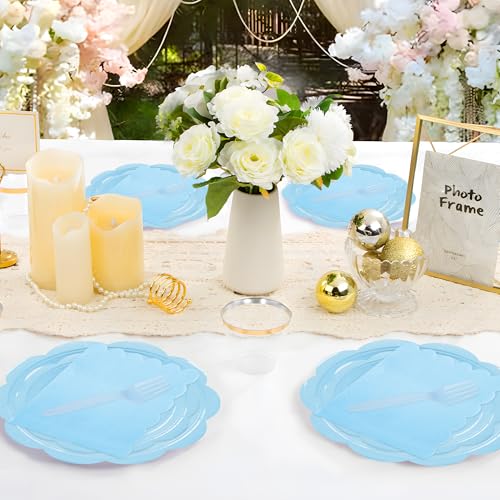 Ivory Paper Plates and Napkins Set for 50 Guests, Disposable Tableware with Utensils M509