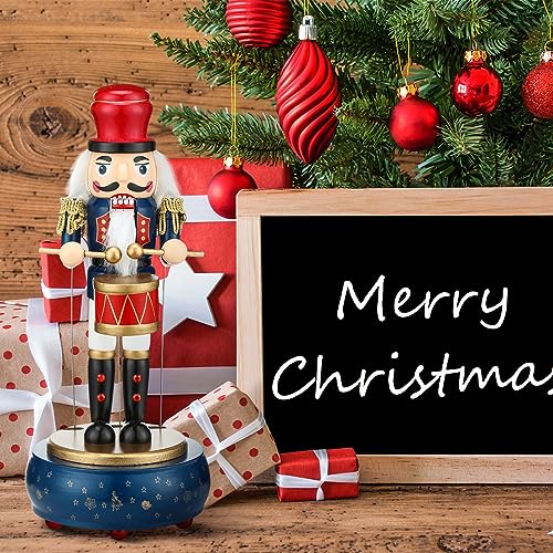 Nutcracker Music Box Wooden Soldier Toy Christmas Wind Up Musical Decor X3406