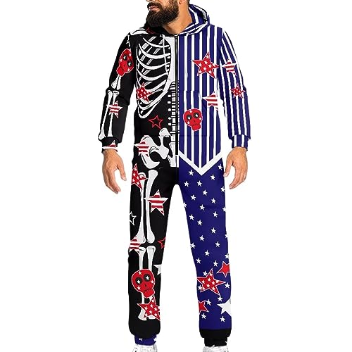 Adult Onesie Hooded One-Piece Pajama Zipper Jumpsuit for Men and Women I930