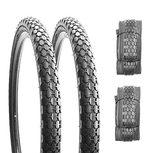 2 Pack 26" x 2.125" Beach Cruiser Bike Tires, Black Wall/White Side Wall K2140