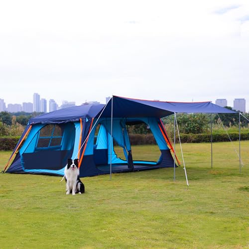 Extra Large Family Cabin Tent 2 Rooms 3 Doors 3 Windows Waterproof for Camping H460