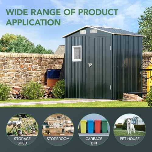 Outdoor Steel Storage Shed with Lockable Doors and Window L987864