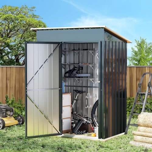 Outdoor Steel Storage Shed with Lockable Doors and Window L987864
