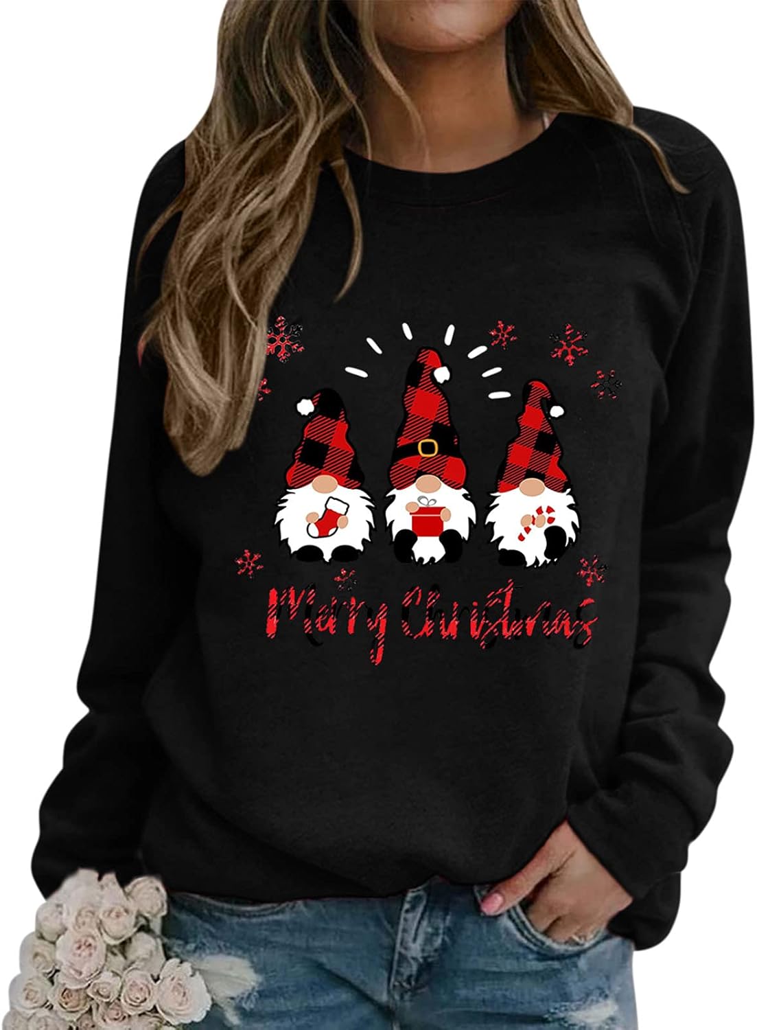 Women's Plus Size Christmas Sweatshirt Crewneck Long Sleeve F56630