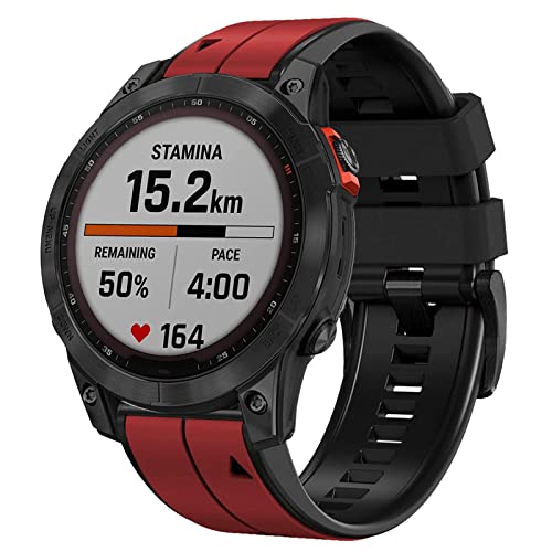 Abanen Quick Fit 26mm Silicone Watch Bands for Garmin Fenix 7X / Fenix 6X / Fenix 5X / Instinct 2X,Soft Sport Bicolor Waterproof Wristband Strap for Garmin Enduro 2, epix Pro 51mm,Tactix 7 Pro