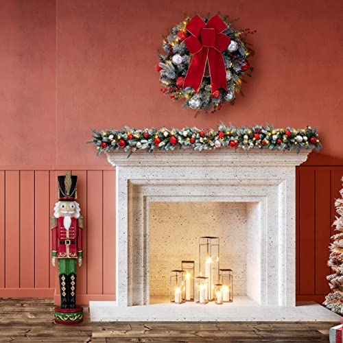 Red and Green Christmas Nutcracker Holiday Decoration, 37-inch Freestanding Resin I1504