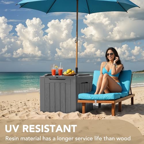 30 Gallon Waterproof Resin Deck Box for Outdoor Patio and Garden Storage Q30388