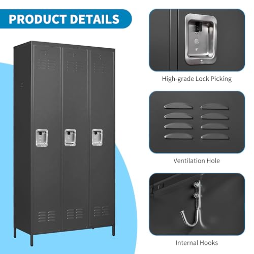 Steel Lockers for Employees, Lockable Storage Cabinet with Assembly X270