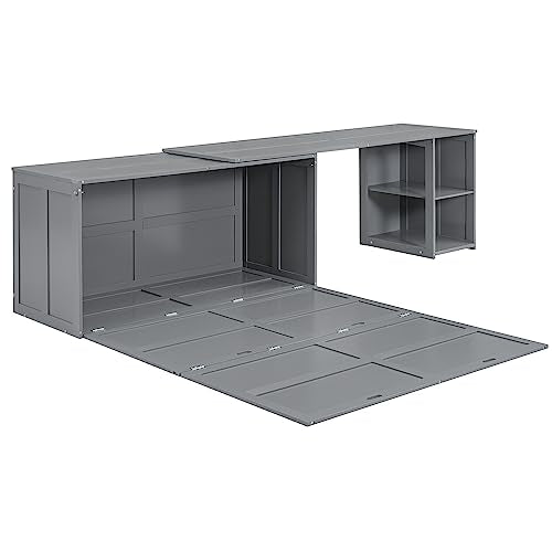 Wall Cabinet Bed with Storage and Bookcase Headboard F651615