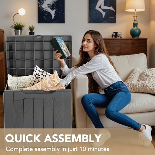 30 Gallon Waterproof Resin Deck Box for Outdoor Patio and Garden Storage Q30388