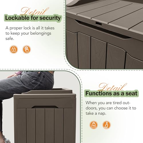 31 Gallon Outdoor Deck Box for Patio Furniture and Garden Tools W716487