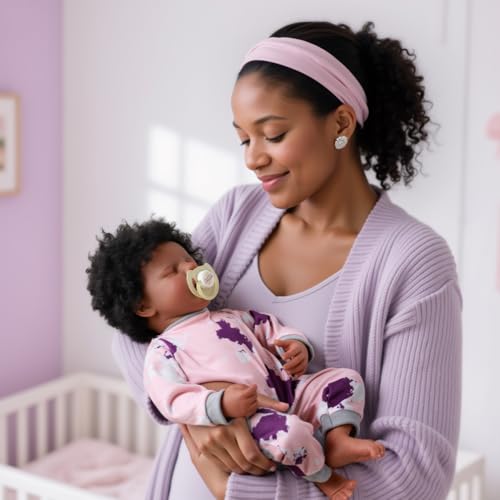 Lifelike Reborn Baby Doll Black 17-Inch with Soft Body and Curls D53590