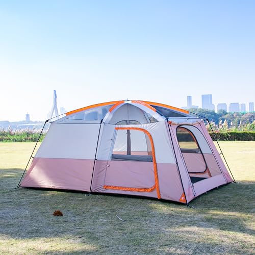 Extra Large Family Cabin Tent 2 Rooms 3 Doors 3 Windows Waterproof for Camping H460