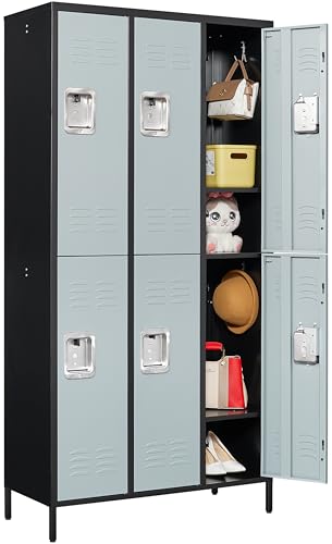 Vintage Metal Locker with Hooks, Lockable Single Door Storage M901