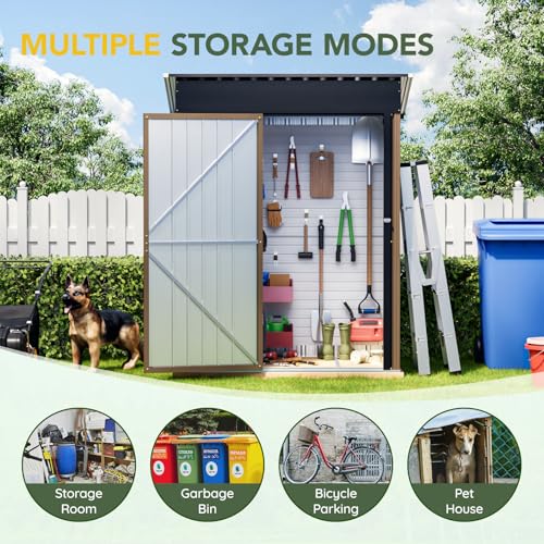 Outdoor Steel Storage Shed with Lockable Doors and Window L987864