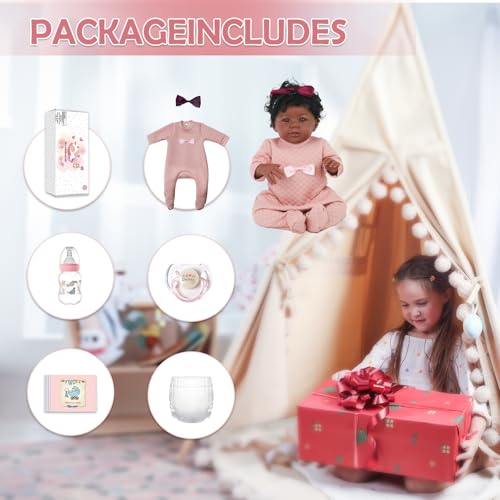 18-Inch Realistic African American Newborn Baby Doll with Soft Weighted Body Y11968