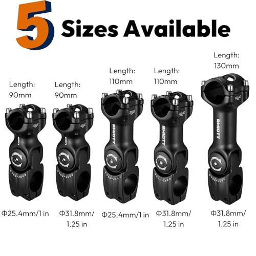 Adjustable Bike Stem 25.4/31.8mm 0-60 Degree 90-130mm Length D265