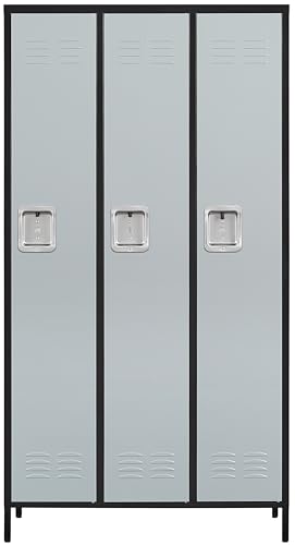 Vintage Metal Locker with Hooks, Lockable Single Door Storage M901