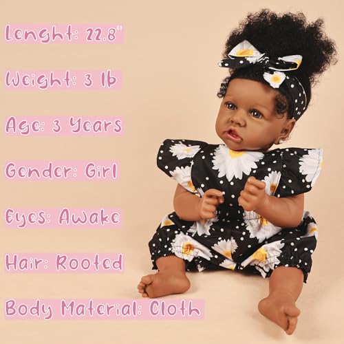 22.8 Inch Realistic African American Baby Doll with Soft Body K201