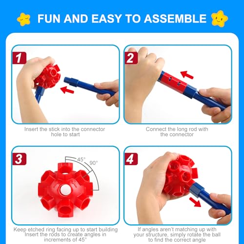 Fort Building Kit for Kids, STEM Construction Toys, 140 Pieces V503086